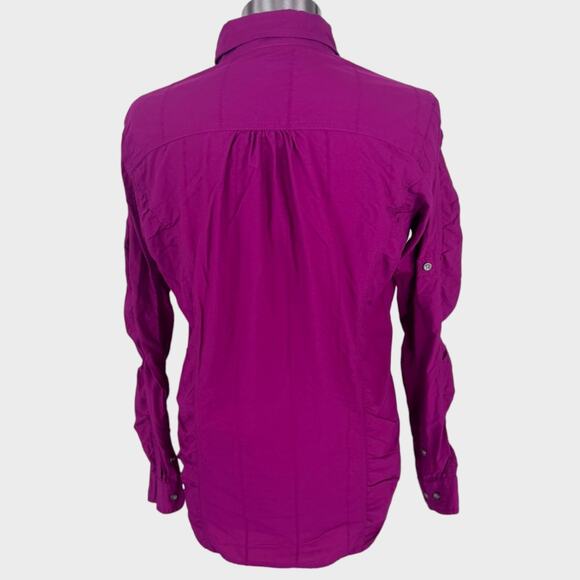 Cabela's Womens Medium Purple Button Front Shirt 100% Nylon Roll Tab Sleeves - Picture 5 of 9